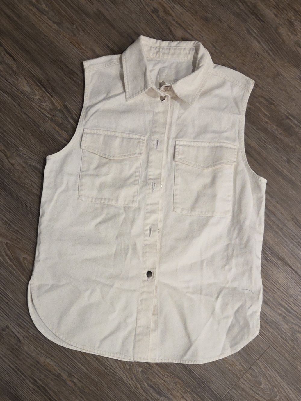 H&M Cream Sleeveless Button-Up Shirt Vest